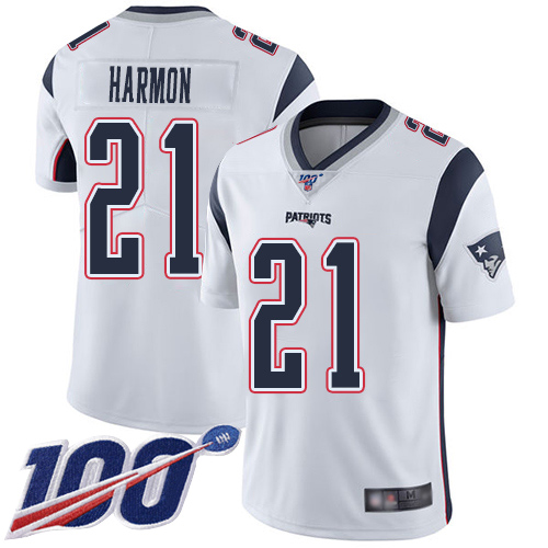 New England Patriots Football #21 Vapor Untouchable 100th Season Limited White Men Duron Harmon Road NFL Jersey